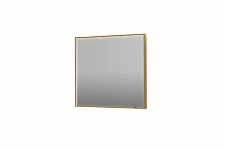 SP19 spiegel - 90x4x80cm rechthoek in stalen kader incl dir LED - verwarming - color changing - dimbaar en schakelaar - geborsteld mat goud 8409057