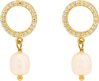 'Spa' Dames 925 Sterling Zilveren Oorbellen - Goud ZO-7575/G - One Size