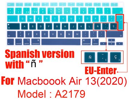 Spaans Kleur Laptop Keyboard Cover Protector Voor Macbook Pro13 A2159 Touch Bar A1706/A1466 A1707/A1990/A1398/A1534/A1932 Eu-Key 2020 Air13 A2179