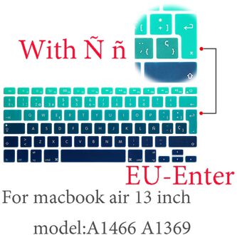 Spaans Kleur Laptop Keyboard Cover Protector Voor Macbook Pro13 A2159 Touch Bar A1706/A1466 A1707/A1990/A1398/A1534/A1932 Eu-Key Air 13 duim EU-Enter