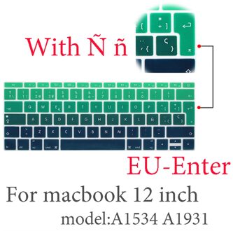 Spaans Kleur Laptop Keyboard Cover Protector Voor Macbook Pro13 A2159 Touch Bar A1706/A1466 A1707/A1990/A1398/A1534/A1932 Eu-Key retina 12 EU-Enter