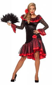 Spaanse danseres zwart met rood dame Maat 36