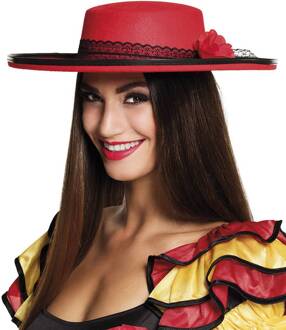 Spaanse Flamencohoed Señorita Dames Rood