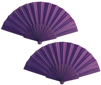Spaanse Handwaaier - 10x - paars - 23 x 43 cm - Verkoeling waaiers voor zomerse themperatuur