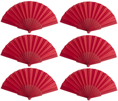 Spaanse Handwaaier - 10x - rood - 23 x 43 cm - Verkoeling waaiers voor zomerse themperatuur