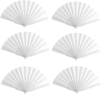 Spaanse Handwaaier - 12x - wit - 23 x 43 cm - Verkoeling waaiers voor zomerse themperatuur