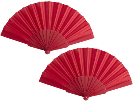 Spaanse Handwaaier - 2x - rood - 23 x 43 cm - Verkoeling waaiers voor zomerse themperatuur