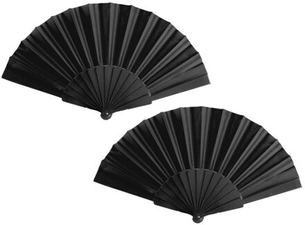 Spaanse Handwaaier - 2x - zwart - 23 x 43 cm - Verkoeling waaiers voor zomerse themperatuur