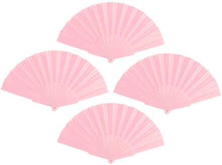 Spaanse Handwaaier - 4x - lichtroze - 23 x 43 cm - Verkoeling waaiers voor zomerse themperatuur