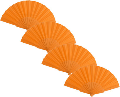 Spaanse Handwaaier - 4x - oranje - 23 x 43 cm - Verkoeling waaiers voor zomerse themperatuur