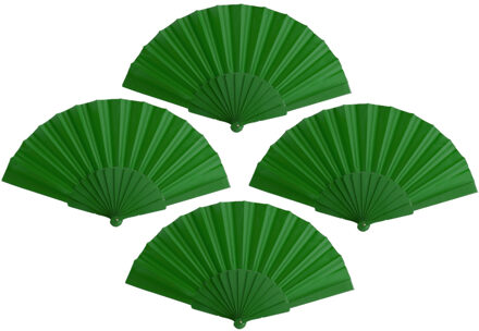 Spaanse Handwaaier - 4x stuks - groen - 23 x 43 cm - Verkoeling waaiers voor zomerse themperatuur