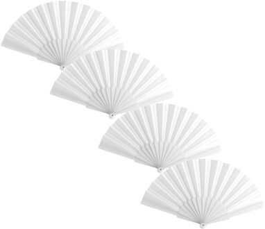Spaanse Handwaaier - 4x - wit - 23 x 43 cm - Verkoeling waaiers voor zomerse themperatuur