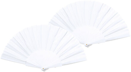 Spaanse handwaaier - 4x - wit - gerecycled kunststof/polyester - 42 x 23 cm
