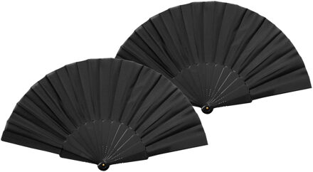 Spaanse handwaaier - 4x - zwart - gerecycled kunststof/polyester - 42 x 23 cm