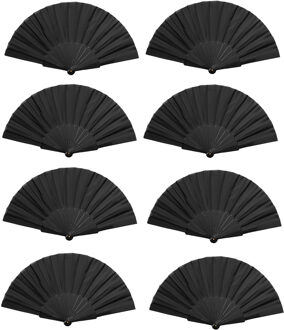 Spaanse handwaaier - 8x - zwart - gerecycled kunststof/polyester - 42 x 23 cm