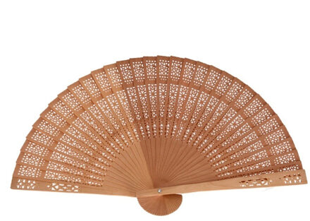 Spaanse handwaaier Arabian Night - lichtbruin - kunststof/polyester - 23 cm