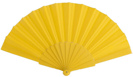 Spaanse Handwaaier - geel - 23 x 43 cm - Verkoeling waaiers voor zomerse themperatuur - Verkleedattributen