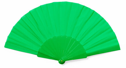 Spaanse handwaaier - groen - gerecycled kunststof/polyester - 42 x 23 cm - Verkleedattributen