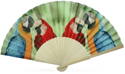 Spaanse handwaaier met papegaaien