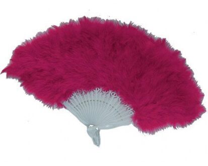 Spaanse handwaaier met veel veren - roze - Can Can dansers - Carnaval - Verenwaaier