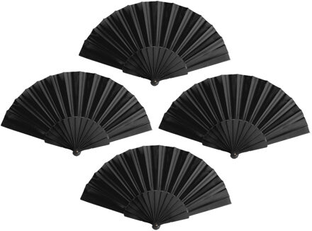 Spaanse Handwaaier - Set van 8x stuks - zwart - 23 x 43 cm - Verkoeling waaiers voor zomerse themper