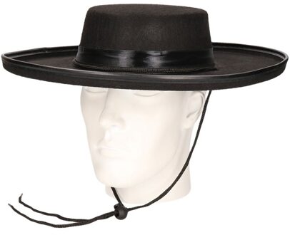 Spaanse verkleed hoed - zwart - volwassenen - brede hoed/rand - Carnaval