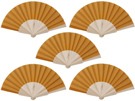 Spaanse waaier - 8x - oranje - 42 x 23 cm - hout - verkoelend - handwaaier