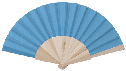 Spaanse waaier - blauw - 42 x 23 cm - hout - verkoelend - handwaaier