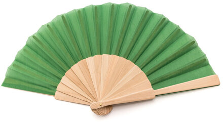 Spaanse waaier - groen - 42 x 23 cm - hout - verkoelend - handwaaier