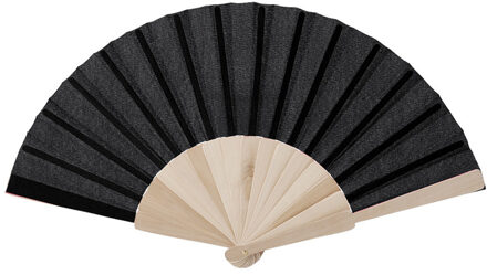 Spaanse waaier - zwart - 42 x 23 cm - hout - verkoelend - handwaaier