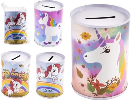 Spaarblik Unicorn Ø7,5x10cm verschillende