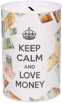 spaarpot blik euro biljetten - keep calm - 10 x 15 cm - Spaarpotten Wit