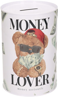 spaarpot blik money lover - beertje - 10 x 15 cm