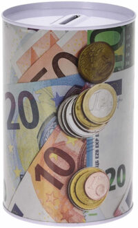 Spaarpot euro biljetten en muntgeld 10 x 15 cm - Spaarpotten Multikleur