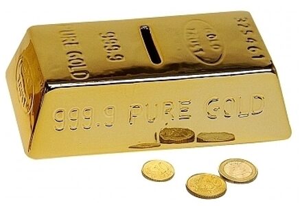 Spaarpot goudstaaf - goud - 16 x 9 x 5 cm - keramiek