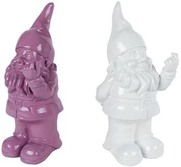 Spaarpot Kabouter lila/wit poly 7x6x20cm verschillende