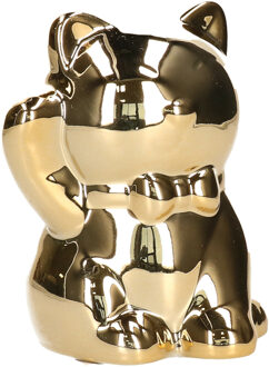 Spaarpot kat/poes in het glimmend goud 10.5 cm - Spaarpotten Goudkleurig