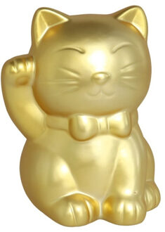 Spaarpot kat/poes in het mat goud 17 cm - Spaarpotten Goudkleurig