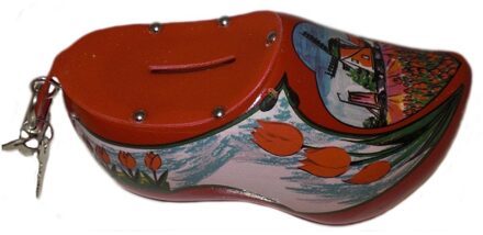 Spaarpot - Klomp - rood - 16cm - houten spaarpotje - Feest Multi