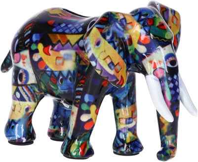 Spaarpot - olifant - luxe kwaliteit - blauw - keramiek - 22 cm Multi
