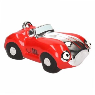 Spaarpot van een klassieke sportauto - cabriolet - rood - 15 x 9 x 6 cm - keramiek