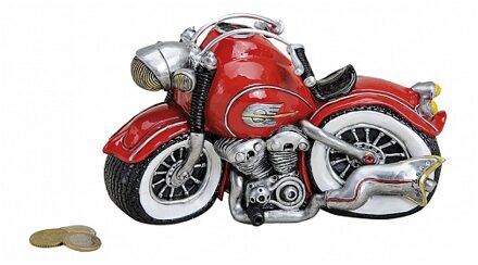 Spaarpot van een Rode motor - keramiek - 21 x 10 x 13 cm