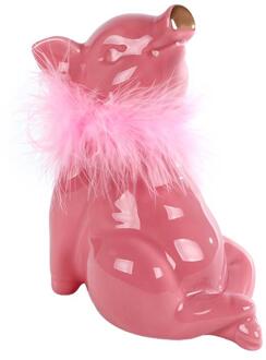 Spaarpot varken Lady roze aardewerk