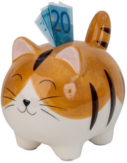 Spaarpot voor kind / volwassenen - kat / poes - keramiek - 13 cm