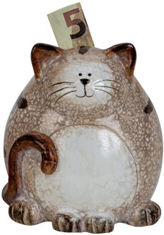 Spaarpot voor kind / volwassenen - kat / poes - keramiek - 14 cm