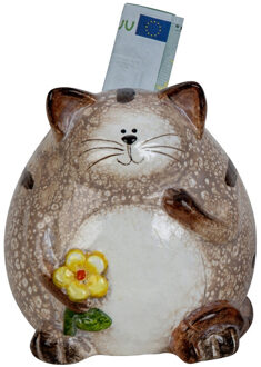 Spaarpot voor kind / volwassenen - kat / poes - keramiek - 14 cm