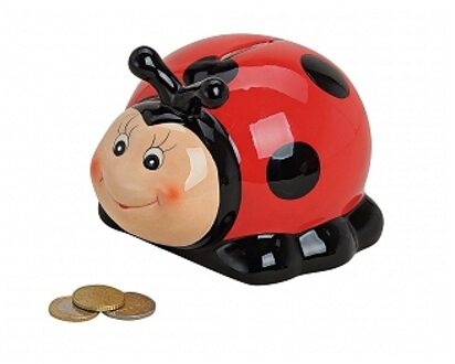 Spaarpot voor kinderen - lieveheersbeestje - dieren - 14 x 13 x 11 cm - keramiek
