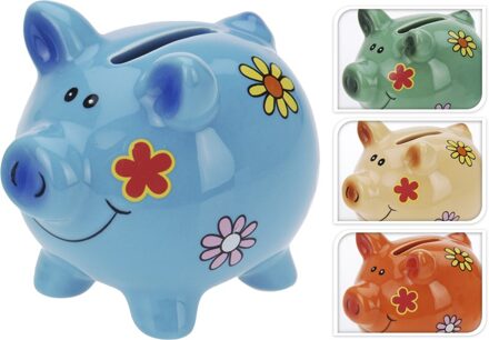 Spaarvarken met bloemen ±7cm