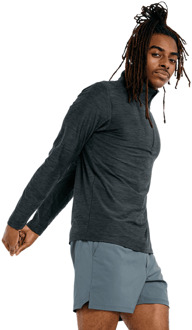 Space Dye 1/4 Zip Longsleeve Heren zwart - M