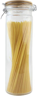 Spaghetti Voorraadpot - Weckpot - Glas - Bamboe - 33x10cm - 1900ml Transparant